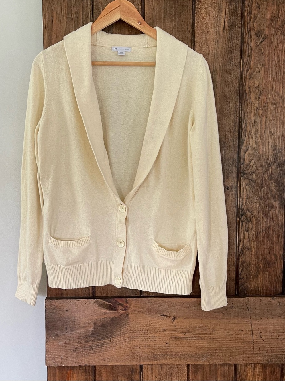 GAP Cream Cotton Cashmere Blend Cardigan Large Capsule Minimalist Fisherman